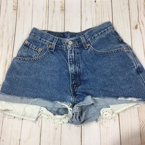 Levi's Blue High Waisted Shorts Vintage!! Size 25-26